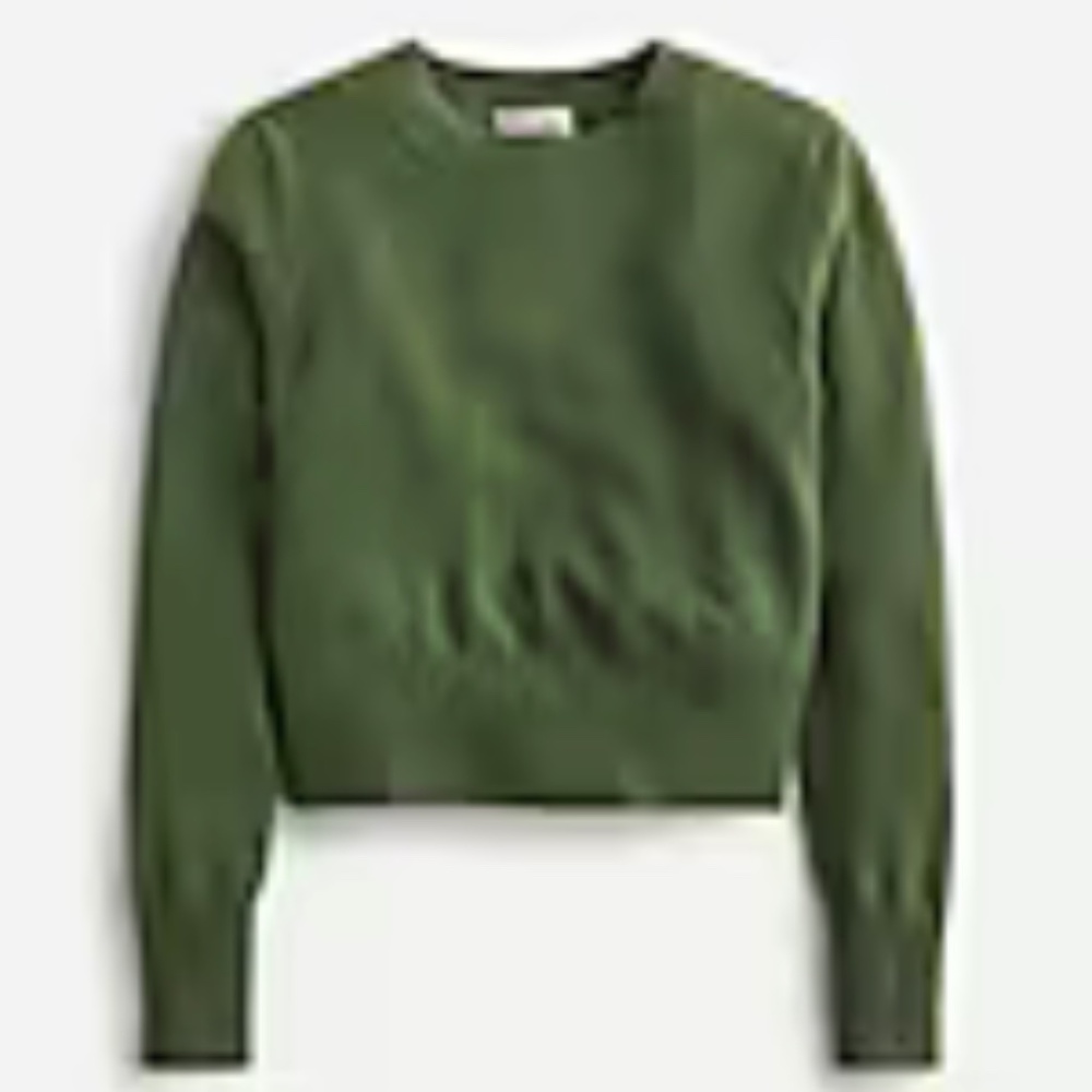 J Crew Cashmere shrunken crewneck sweater - Utility Green - Medium NWT